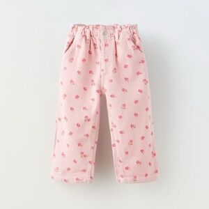 Zara pink floral jeans denim sz 2/3